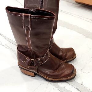 Girls Brown Biker Cowboy boot